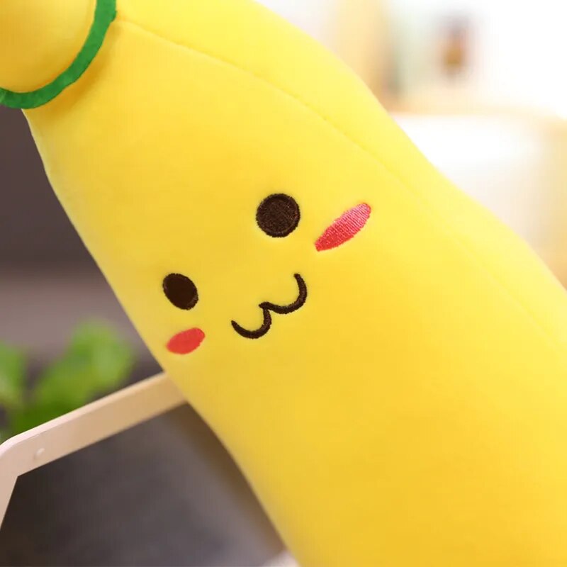 Soft Smile Banana Plush Fruit Pillow - PlushHug